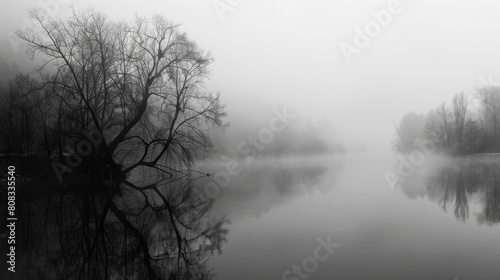 Charon navigating through the foggy river of Czech Republic