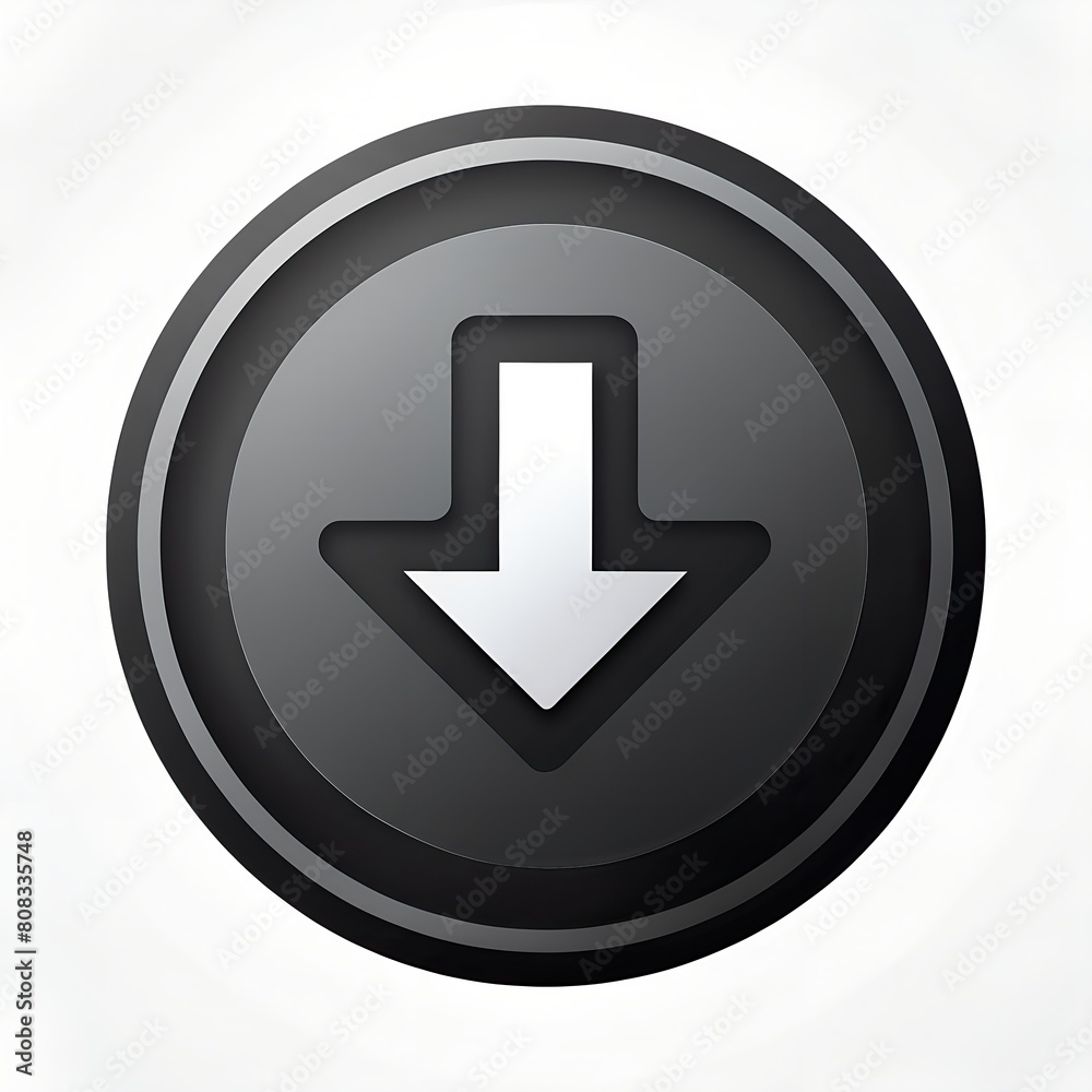 black circular button with white downward arrow symbol in center black circular button with white downward arrow symbol in center