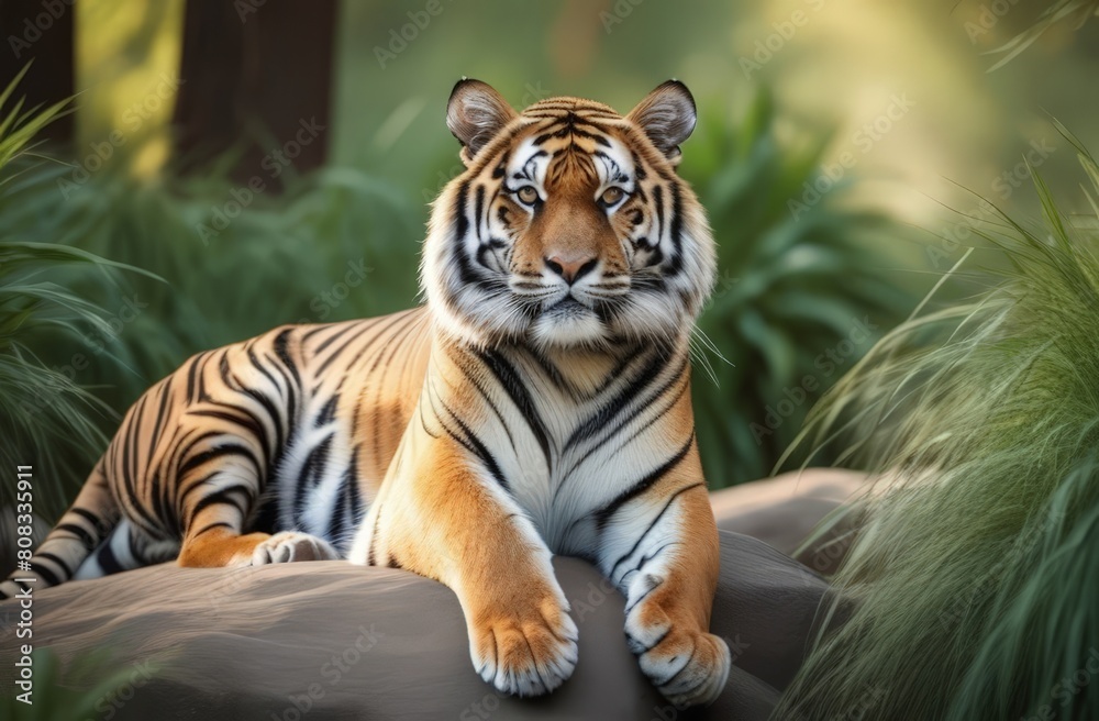 Obraz premium Tiger in natural habitat close up