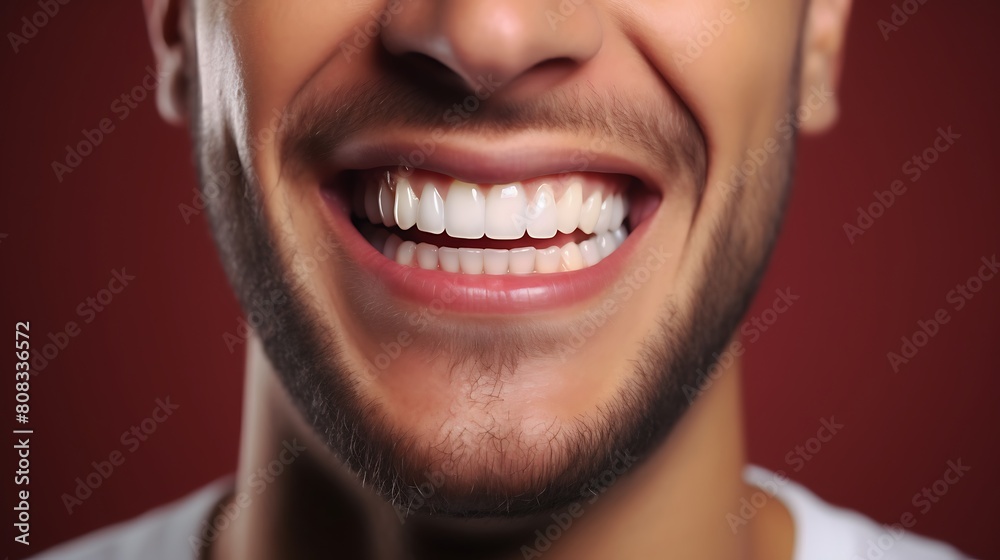Happy man showing white teeth, close up Happy man showing white teeth, close up