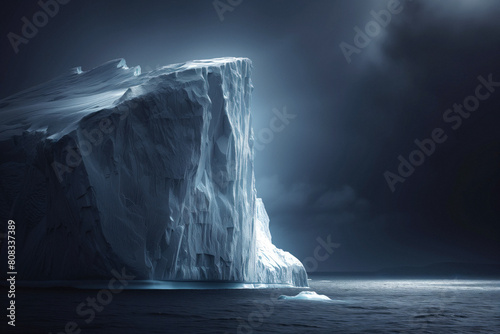 AI Image. Giant majestic iceberg in a dark sea