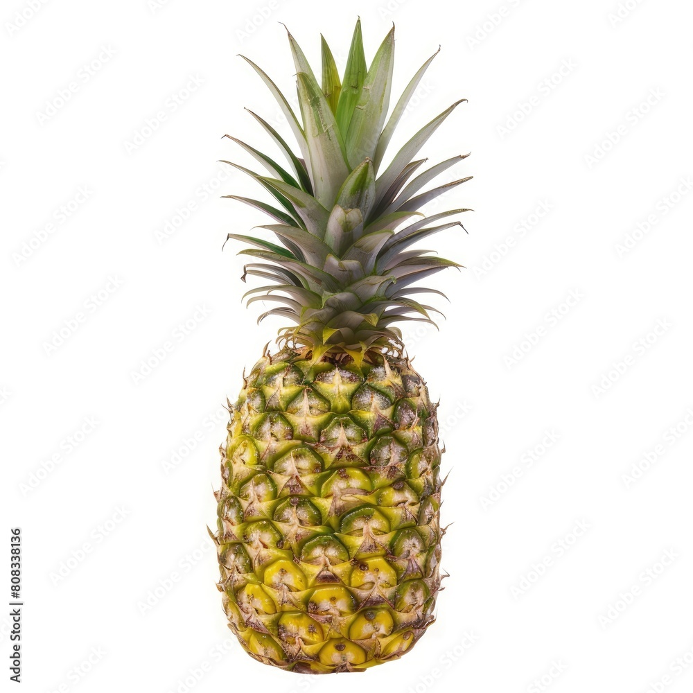 A Pineapple Stands Tall, Its Textured Skin Contrasting Against A Pure White Background, Illustrations Images A Pineapple Stands Tall, Its Textured Skin Contrasting Against A Pure White Background, Illustrations Images