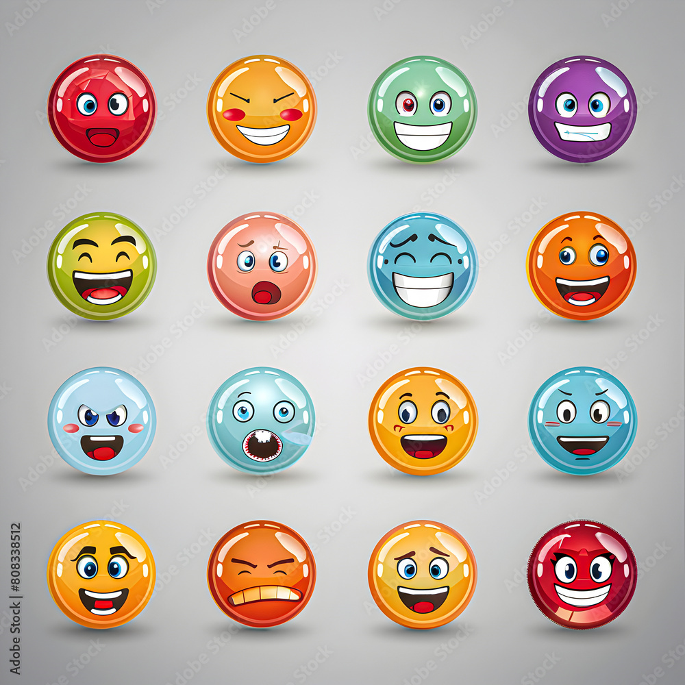 Set of emoticons, emoji isolated on white background Set of emoticons, emoji isolated on white background