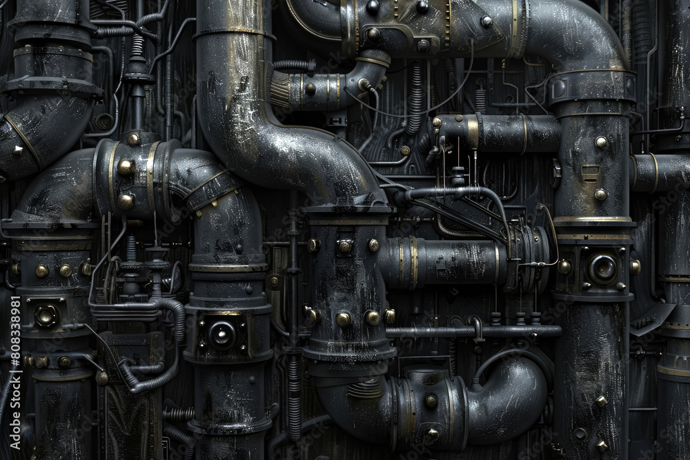 A texture of complicated black pipes background