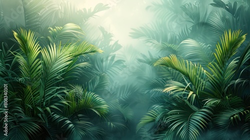 Illustration of tropical wallpaper tropical flowers  palm leaves