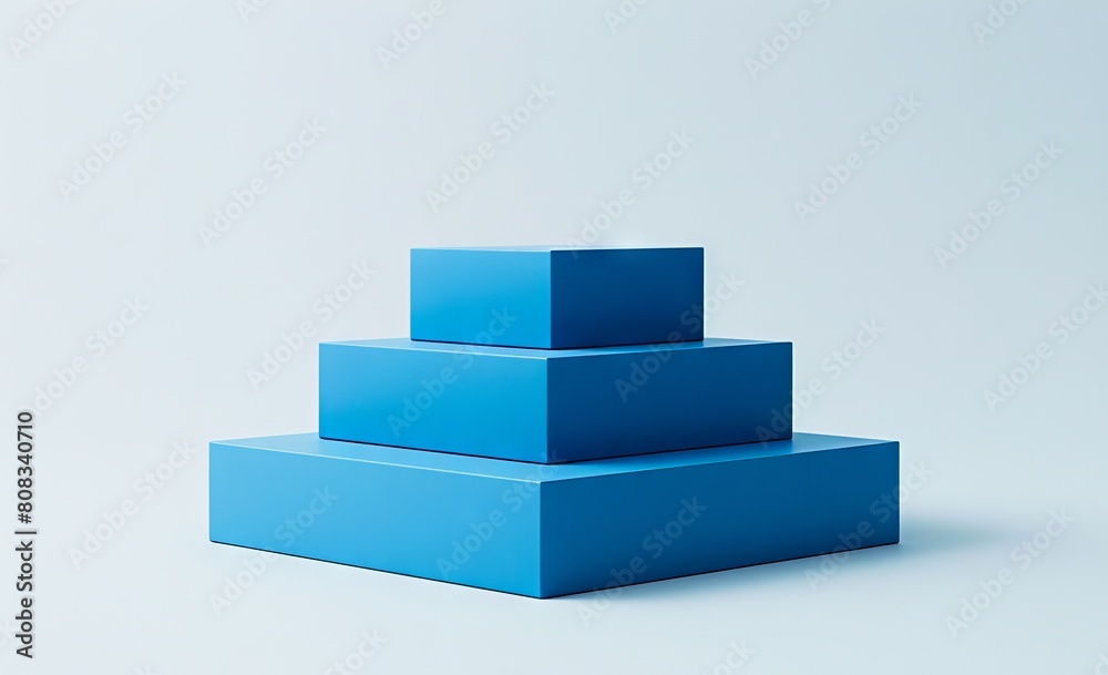 A blue box with three tiers on top. A blue box with three tiers on top.
