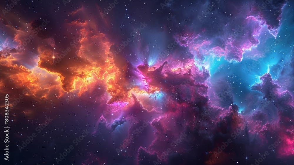 Abstract space background with nebulae and stars. 3D illustration.jpeg