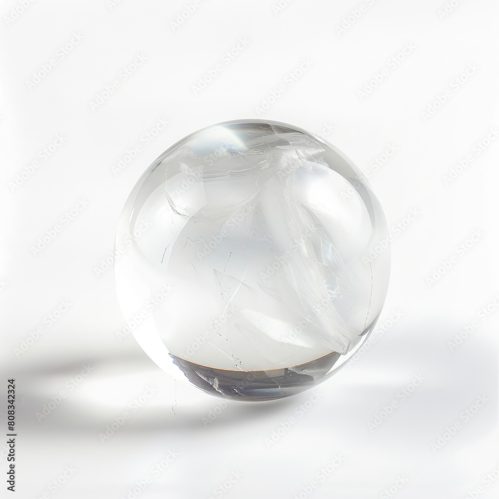 A Transparent Crystal Glass Marble Ball Stands Out Against A Clean White Background, Illustrations Images A Transparent Crystal Glass Marble Ball Stands Out Against A Clean White Background, Illustrations Images