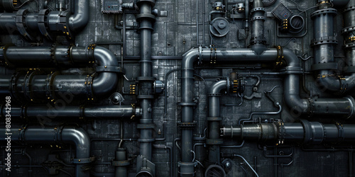 A texture of complicated black pipes background
