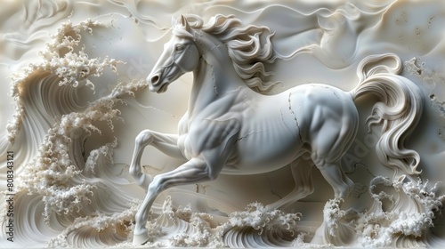 3d horse relief wallpaper