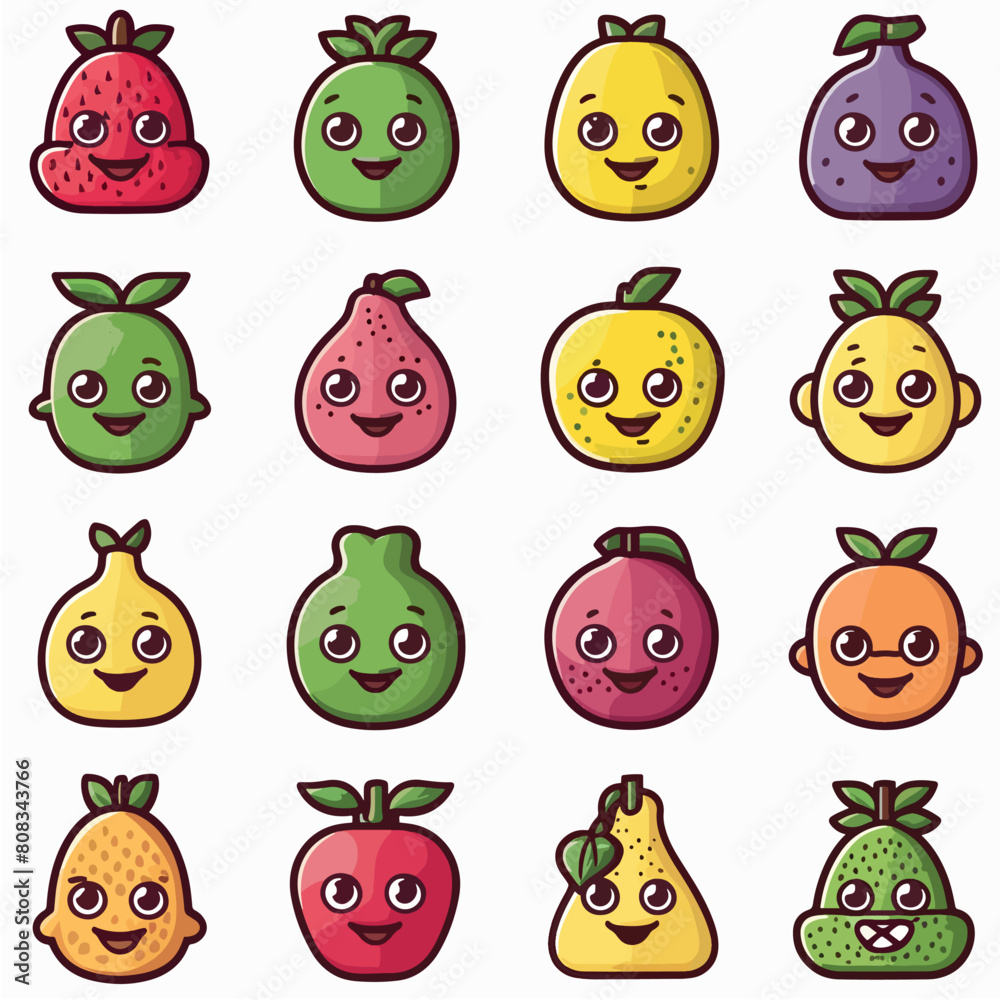 Obraz premium cute fruits icons