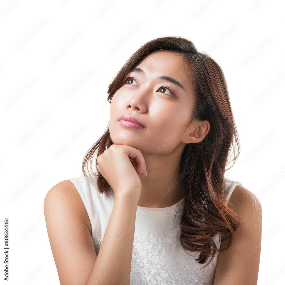 A Young, Beautiful, And Pensive Asian Woman Reflects On Thoughts Unknown, Illustrations Images A Young, Beautiful, And Pensive Asian Woman Reflects On Thoughts Unknown, Illustrations Images
