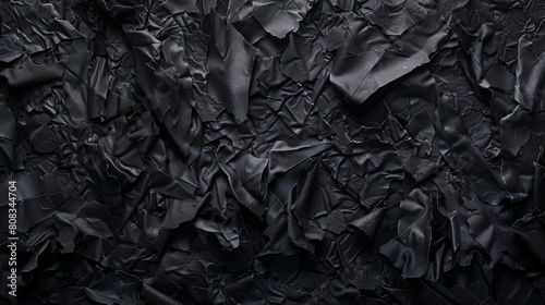 Black creased crumpled paper background. Crumpled paper texture..jpeg photo