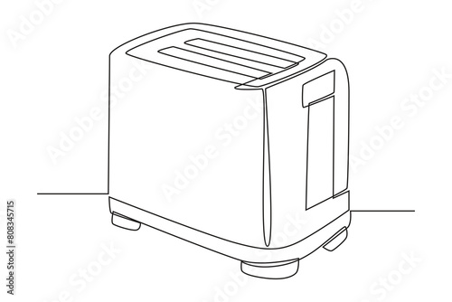 One continuous line drawing of toaster. Electricity household gadget template concept. Trendy single line draw design vector graphic illustration