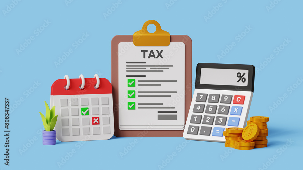 Income tax filing. Calculate revenue and filling tax form. Tax form for all reduction, refund and payment concept Income tax filing. Calculate revenue and filling tax form. Tax form for all reduction, refund and payment concept