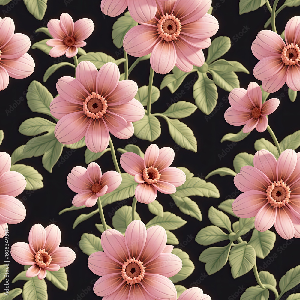 Seamless realistic floral pattern, 3d rendered, wallpaper design. Generative ai