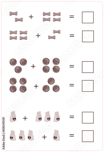A math page for a schoolboy is book. Practicing the skills of counting in threes