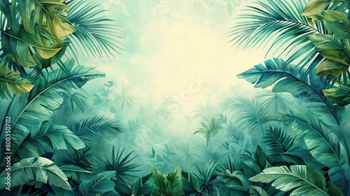 Illustration of tropical wallpaper tropical flowers  palm leaves