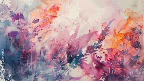 Watercolor floral background. Colorful watercolor flowers on paper texture.jpeg