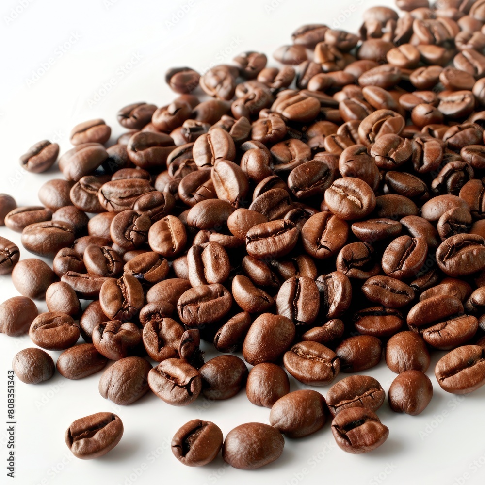 Coffee Beans Rest Enticingly Against A Pristine Backdrop, Illustrations Images Coffee Beans Rest Enticingly Against A Pristine Backdrop, Illustrations Images