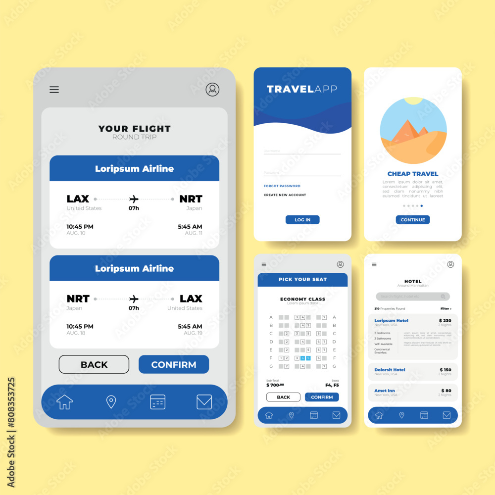 Travel booking app interface