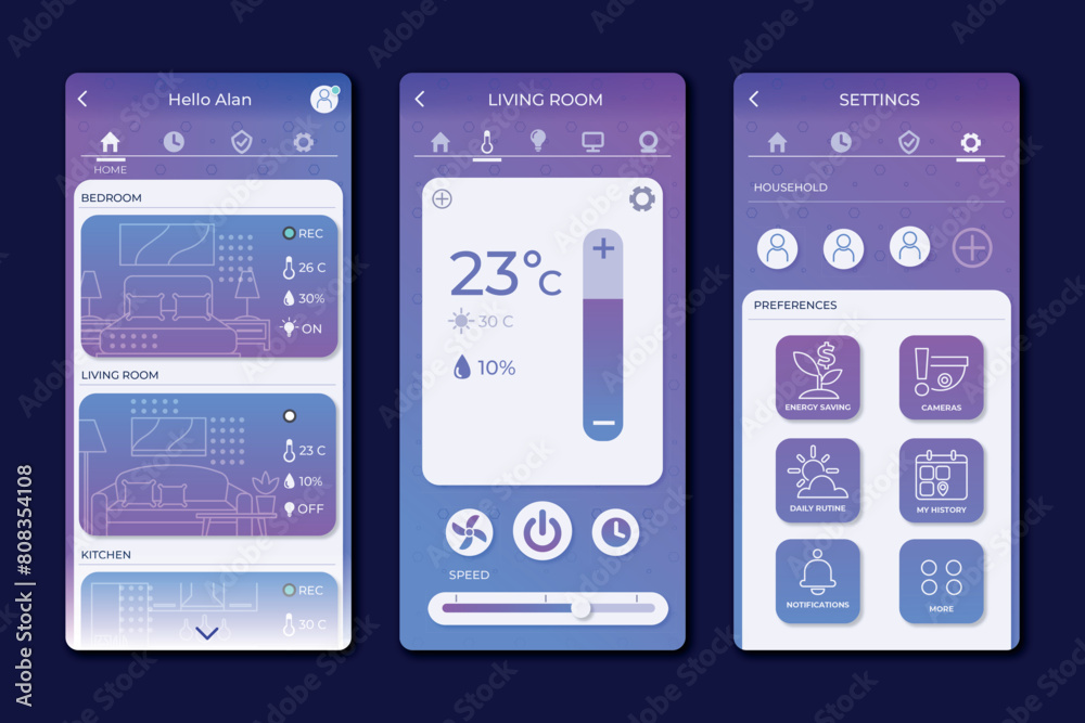 Smart home app interface