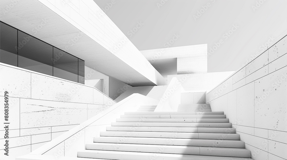Fototapeta premium Photo of a Minimalist Symphony in White Architecture