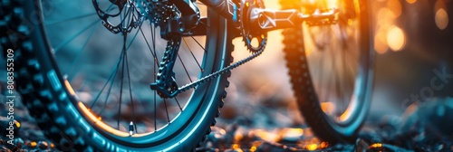 Detailed bicycle chain and gears, highlighting mechanical elements   summer olympics sport theme photo