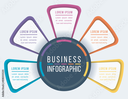 Infographic design 5 Steps, objects, elements or options business information colorful template for business infographic