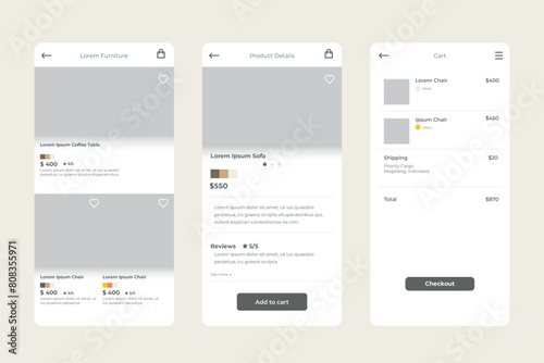 Furniture shopping app concept