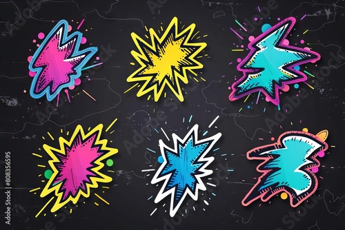 dynamic colorful lightning effect with comic book style graphics 2d animated sticker set