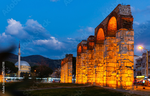Remants of the ancient Roman aquaduct in Selcuk. Turkey photo