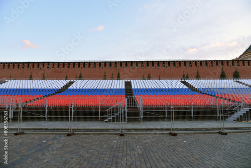 Tribune near the Kremlin wall on the red square in Moscow