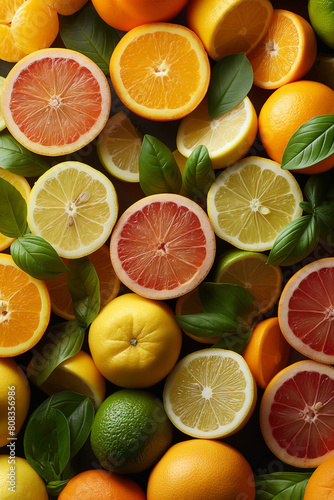 A close up of a bunch of oranges and lemons