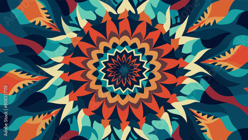 A distorted kaleidoscope with jagged chaotic patterns symbolizing the chaos and turbulence of depression. As the kaleidoscope is turned the patterns.