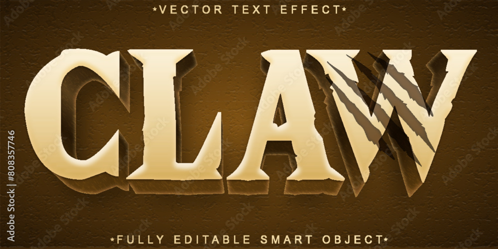 Photography Brown Claw Vector Fully Editable Smart Object Text Effect