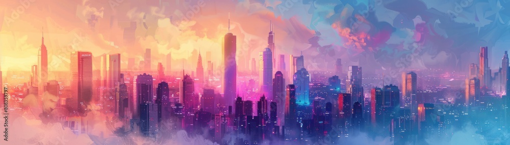 City lights colorful background