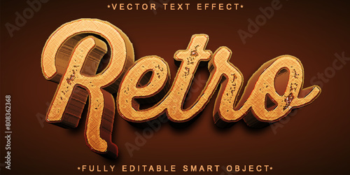 Brown Worn Retro Vintage Vector Fully Editable Smart Object Text Effect photo