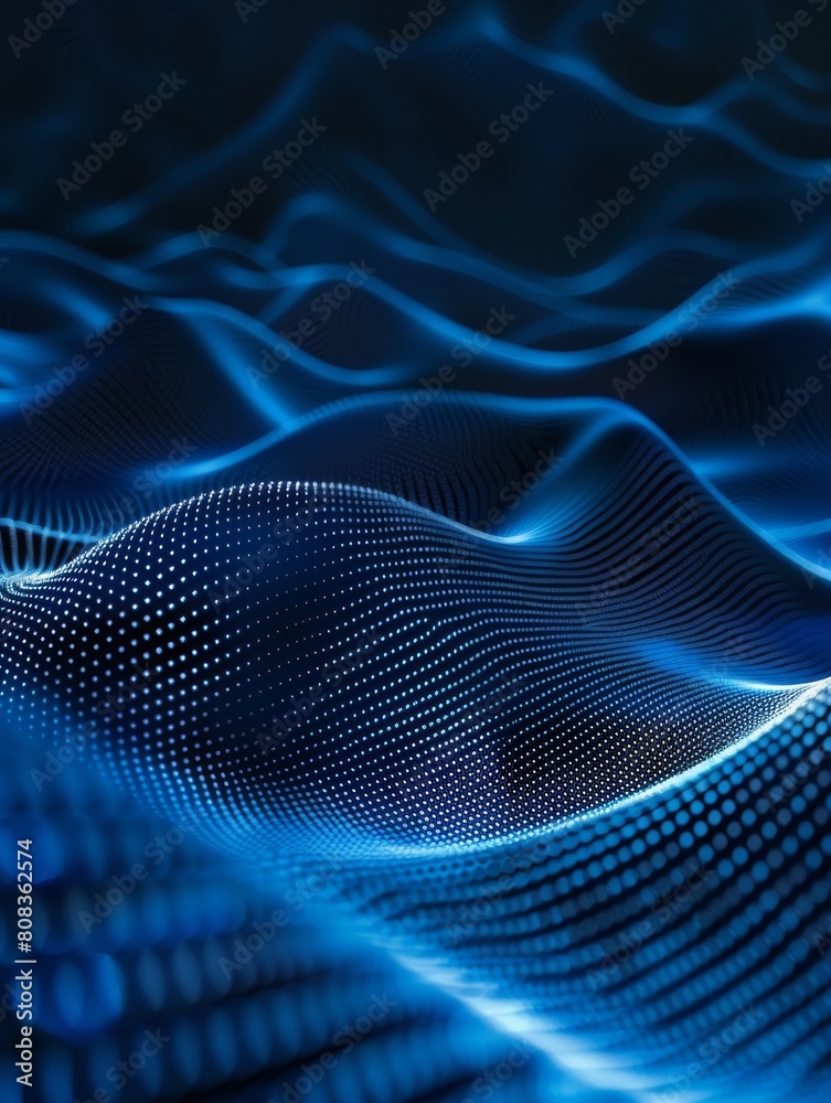 Abstract blue wave with glowing dots on a dark background. Concept of technology, data, and digital innovation. Ideal for tech, AI, data visualization, and futuristic-themed projects. Abstract blue wave with glowing dots on a dark background. Concept of technology, data, and digital innovation. Ideal for tech, AI, data visualization, and futuristic-themed projects.