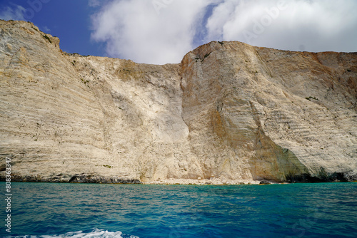 blue caves and limestone cliffs of Zakinthos photo