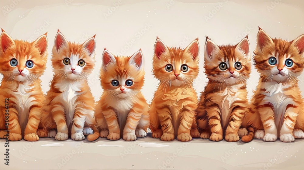 Cute Kittens Mascot Illustration Asset Collection
