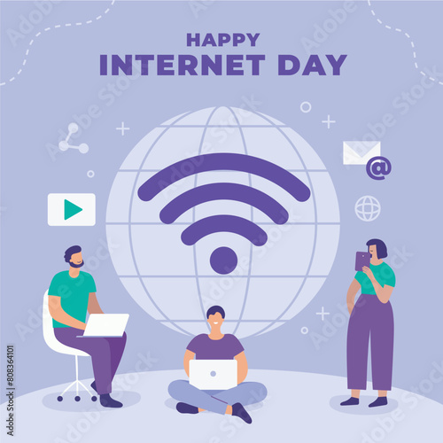Flat illustration for international internet day celebration