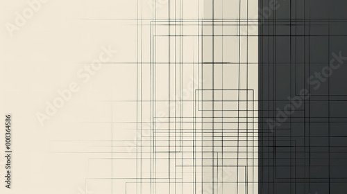 A modern abstract composition of architectural lines and grids creating a sense of structure