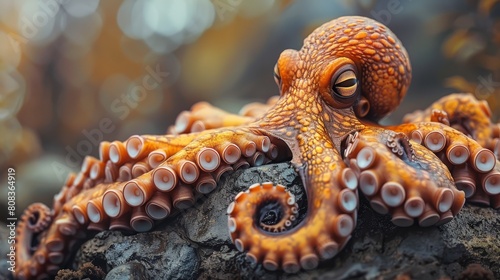Psychopathic Octopus Pouting Side Eyes while Folding Arms Doodle Illustration Modern Asset photo