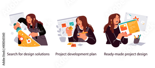 Project planning strategy development- set of business concept illustrations. Visual stories collection
