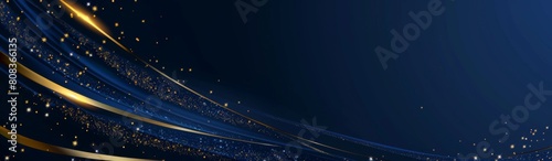 Blue background with golden decoration on the left and right sides, dark blue color Generative AI