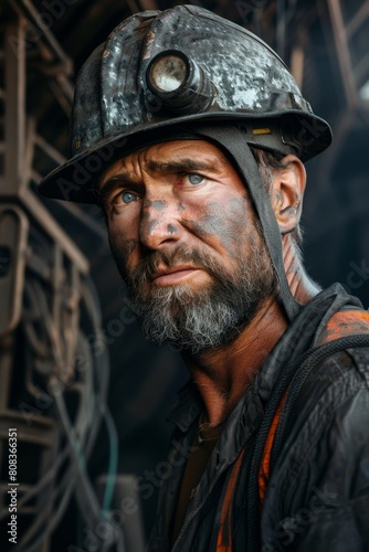 Miner in a helmet at the mine Generative AI © València