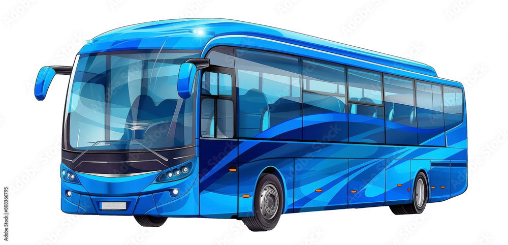 Blue Bus on White Background Stock Illustration | Adobe Stock