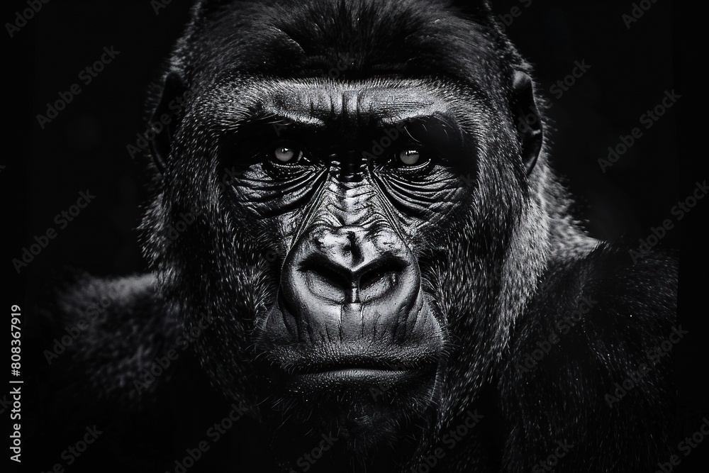 Anthropic Ape's Intense Gaze Against Black Isolation Anthropic Ape's Intense Gaze Against Black Isolation