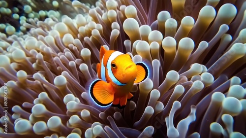 Vibrant False Clown Anemonefish in Natural Habitat with Sea Anemone © AS Photo Family